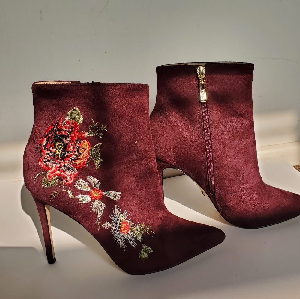 Bebe Suede Heeled Ankle bootie